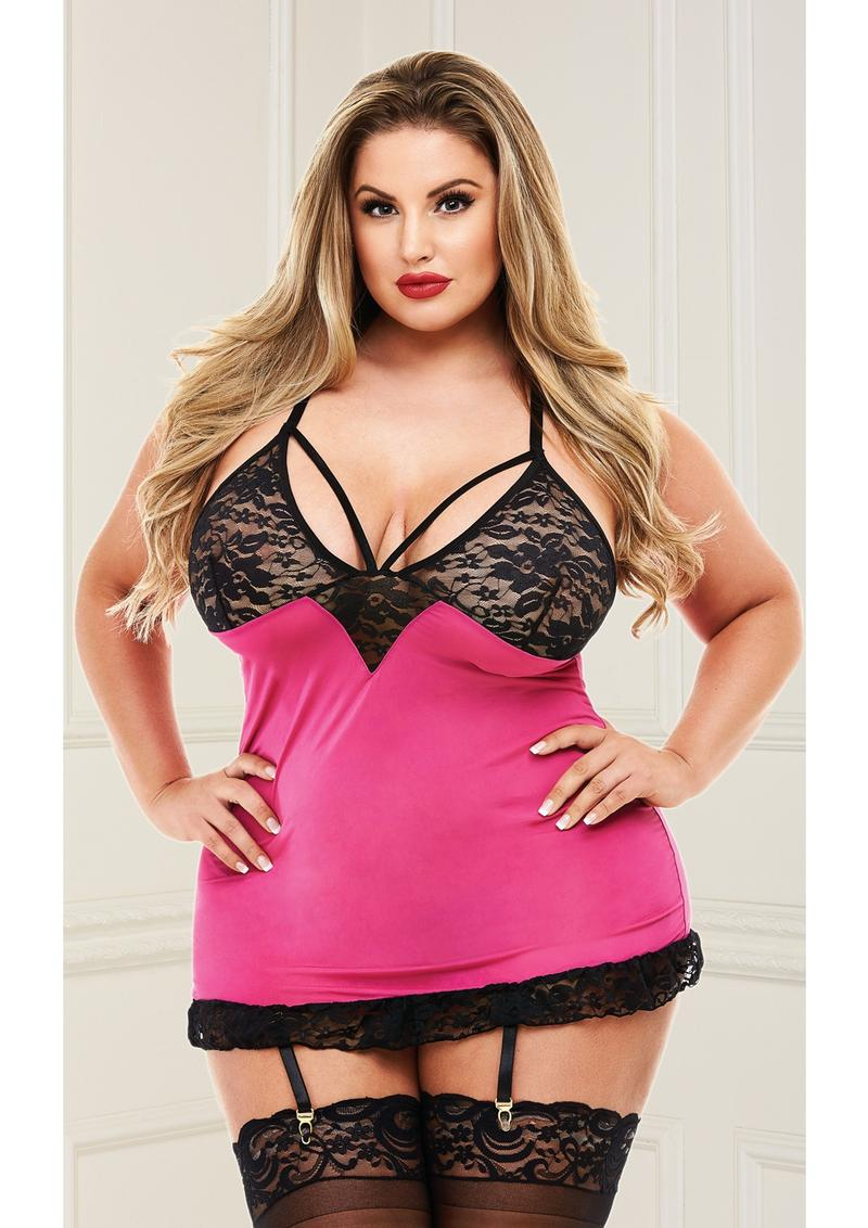 Strappy Mesh and Lace Chemise & Panty Set
